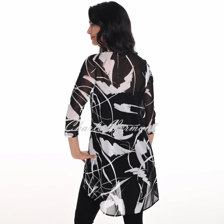 Frank Lyman Mesh Top With High-Low Hemline - Style 251344