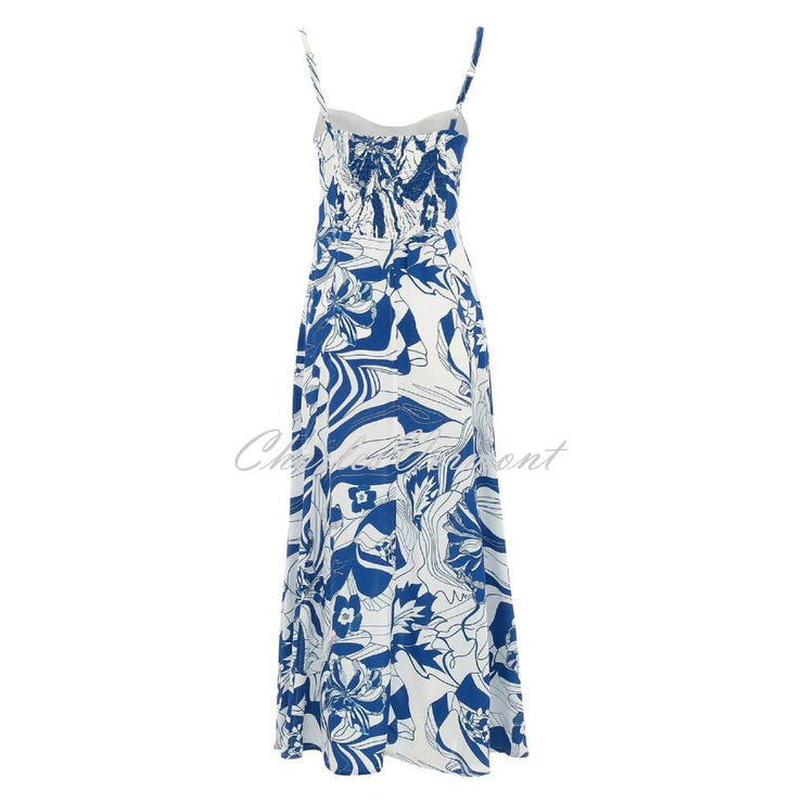 Dolcezza 'Blue Lotus' Floral Abstract Midi Dress - Style 25152