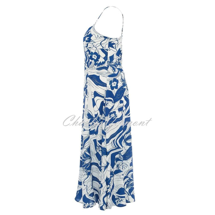 Dolcezza 'Blue Lotus' Floral Abstract Midi Dress - Style 25152