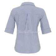 Dolcezza 'Blue Lotus' Striped Blouse with Embossed Detail - Style 25156