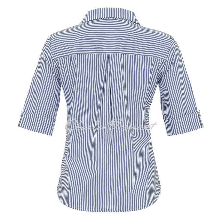 Dolcezza 'Blue Lotus' Striped Blouse with Embossed Detail - Style 25156