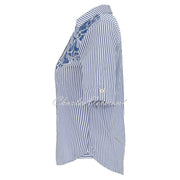 Dolcezza 'Blue Lotus' Striped Blouse with Embossed Detail - Style 25156