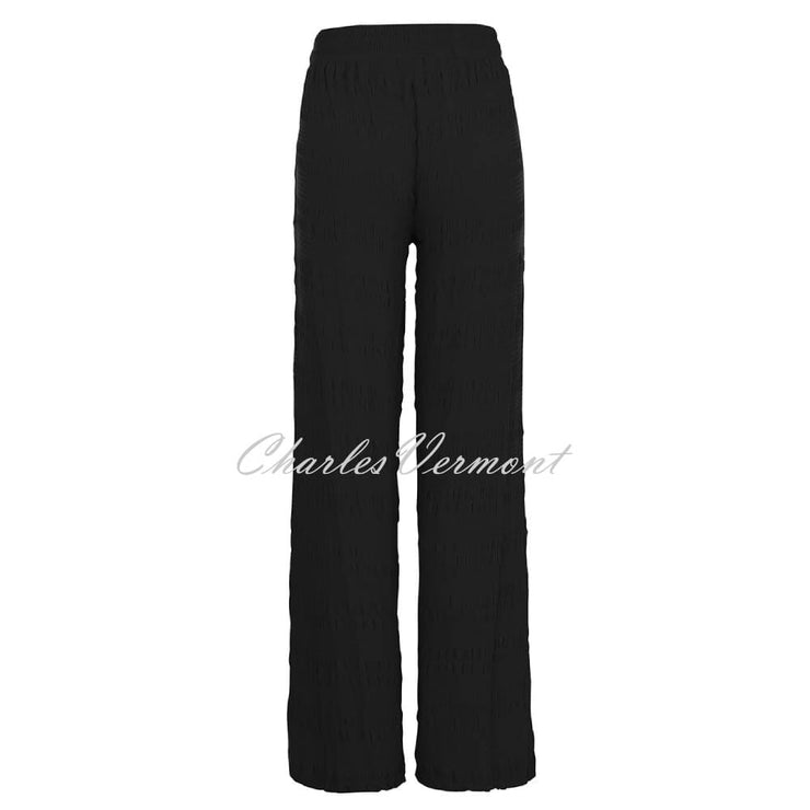 Dolcezza 'On The Boardwalk' Seersucker Wide Leg Trouser - Style 25162 (Black)