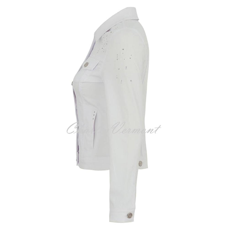 Dolcezza 'White is White' Jean Jacket with Silver Stud Detail - Style 25190