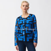 Joseph Ribkoff Geometric Zip Jacket - Style 251932 (Coastal Blue / Black)