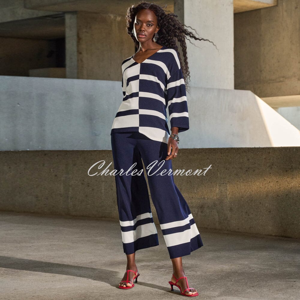 shellerシェリエ check jacquard wrap culottes Joseph Ribkoff Striped Culotte Trouser - Style 251945 | Charles