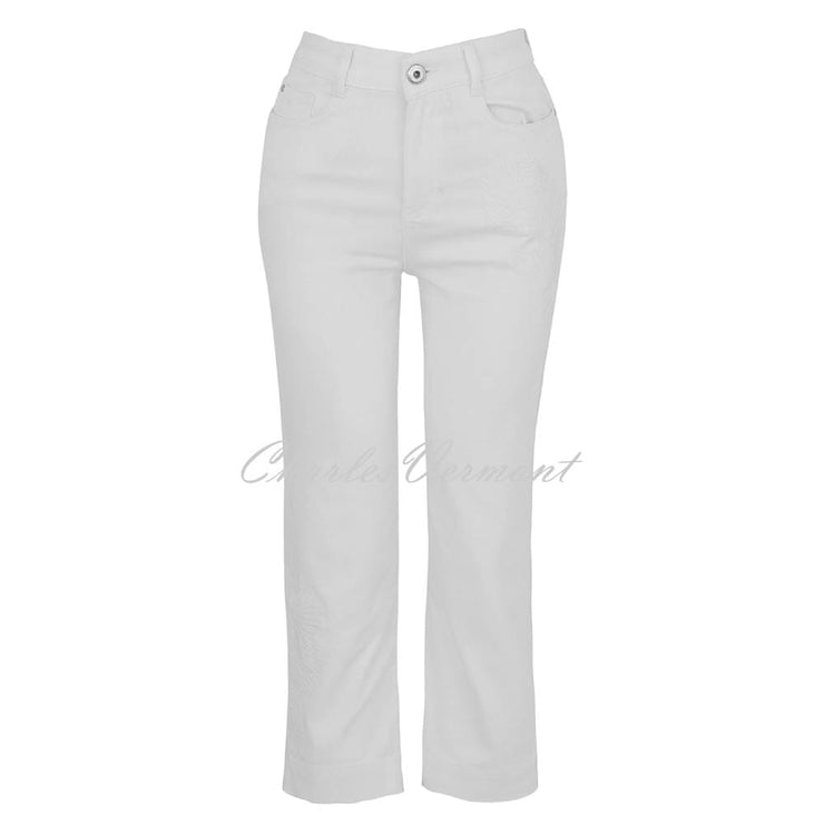 Dolcezza 'White is White' Cropped Wide Straight Leg Jean with Embroidery - Style 25195