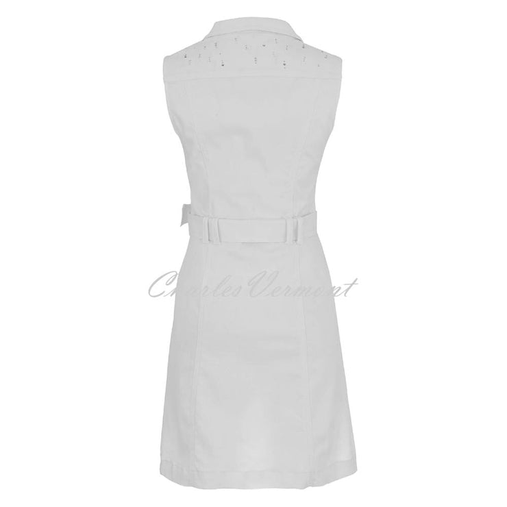 Dolcezza 'White Is White' Zip Dress With Rhinestone Detail - Style 25196