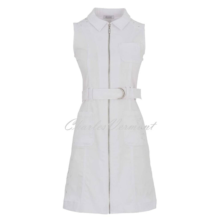 Dolcezza 'White Is White' Zip Dress With Rhinestone Detail - Style 25196