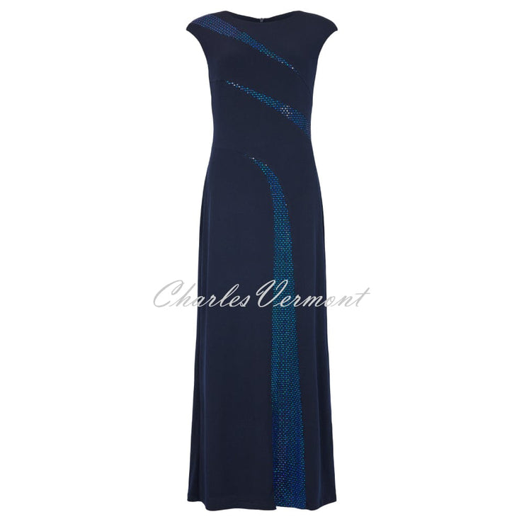 Tia Maxi Dress with Sequin Dress - Style 78051-7993-6869 (Navy)
