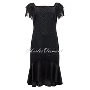 Tia Velvet Geometric Print Dress with Silver Stud Tassel Sleeves - Style 78100-7991-90