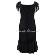 Tia Velvet Geometric Print Dress with Silver Stud Tassel Sleeves - Style 78100-7991-90