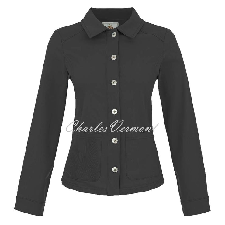 Dolcezza Denim Jacket with Embroidery - Style 25201 (Black)