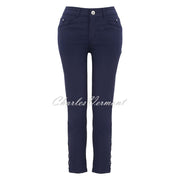 Dolcezza Cropped Jean With Hem Detail - Style 25205 (Navy)