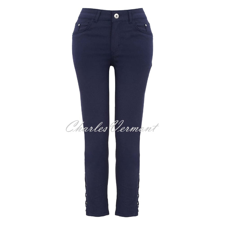 Dolcezza Cropped Jean With Hem Detail - Style 25205 (Navy)