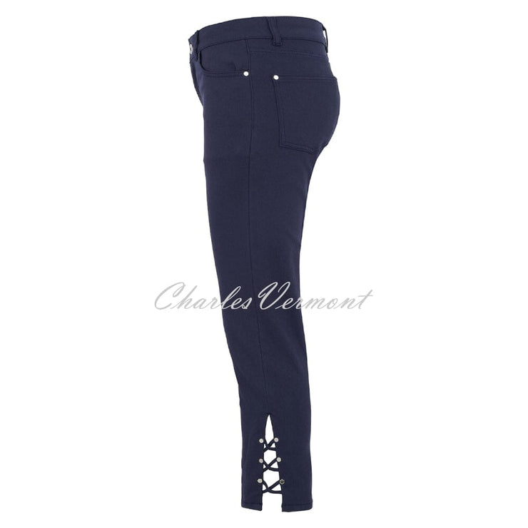 Dolcezza Cropped Jean With Hem Detail - Style 25205 (Navy)