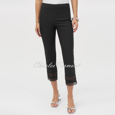 Joseph Ribkoff Cropped Trouser With Lace Hem Detail - Style 252050 (Black)