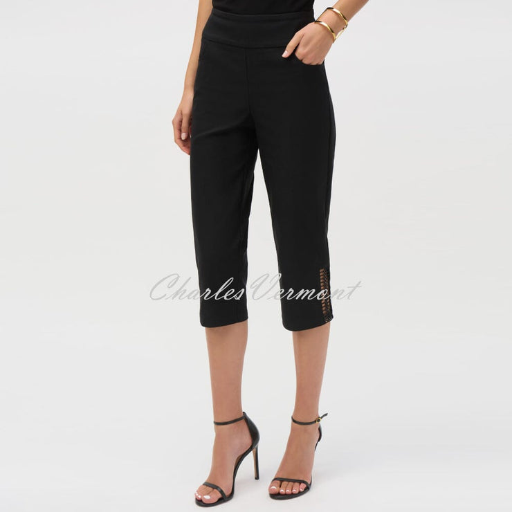 Joseph Ribkoff Capri Trouser With Decorative Ladder Detail - Style 252192 (Black)