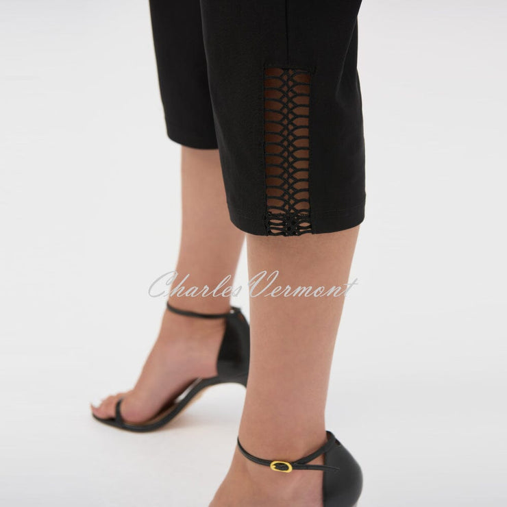 Joseph Ribkoff Capri Trouser With Decorative Ladder Detail - Style 252192 (Black)