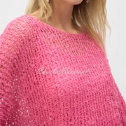 Joseph Ribkoff Open Knit Sweater And Camisole Set - Style 252902
