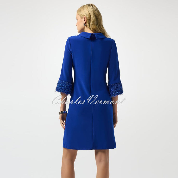 Joseph Ribkoff Cowl Neck Dress With Fringe Cuff Detail - Style 253054