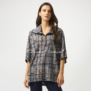 Joseph Ribkoff Knit Plaid Print Top - Style 253058
