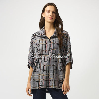 Joseph Ribkoff Knit Plaid Print Top - Style 253058