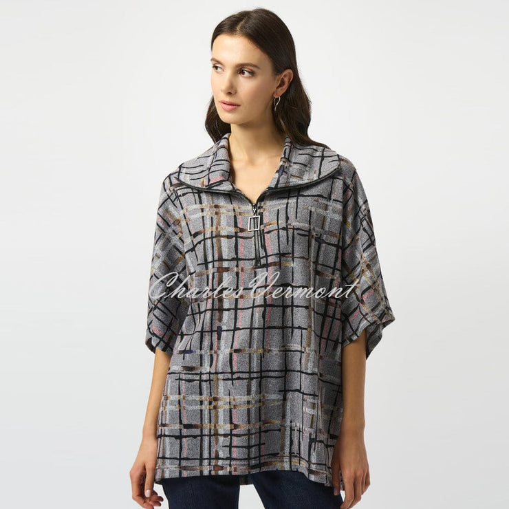 Joseph Ribkoff Knit Plaid Print Top - Style 253058