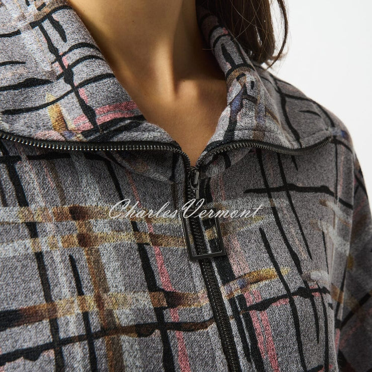 Joseph Ribkoff Knit Plaid Print Top - Style 253058