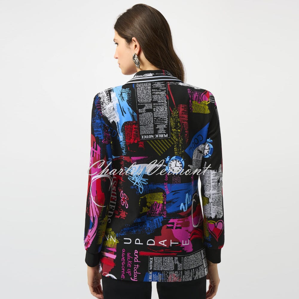 Joseph Ribkoff Graffiti Inspired Newspaper Print Blazer Jacket
