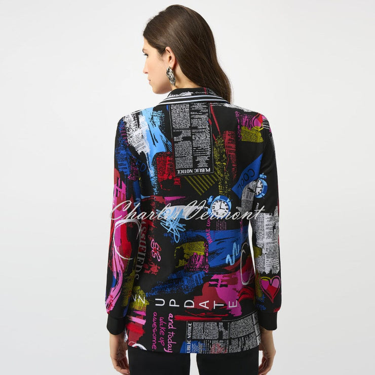 Joseph Ribkoff Graffiti Inspired Newspaper Print Blazer Jacket - Style 253090
