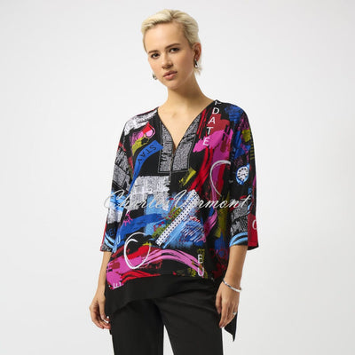 Joseph Ribkoff Graffiti Inspired Newspaper Print Trouser - Style 253113