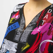 Joseph Ribkoff Graffiti Inspired Newspaper Print Trouser - Style 253113