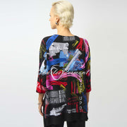 Joseph Ribkoff Graffiti Inspired Newspaper Print Trouser - Style 253113