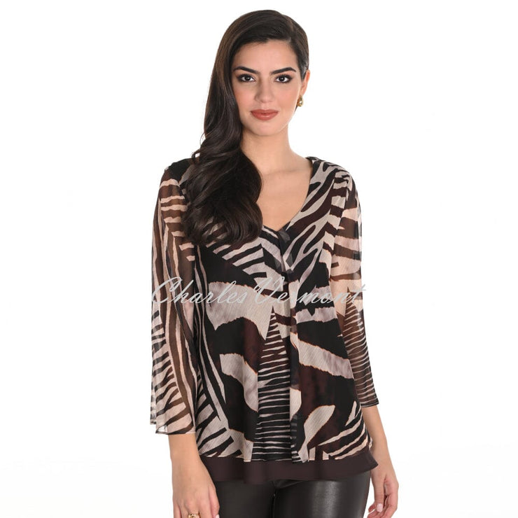 Frank Lyman Animal Print Chiffon Top - Style 253117