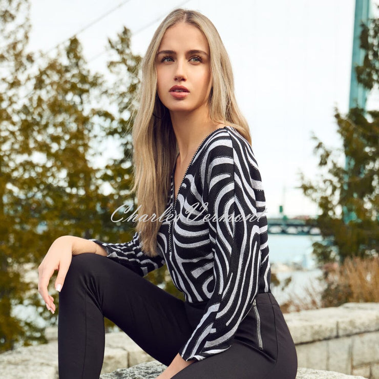 Frank Lyman Abstract Print Zip Top - Style 253177