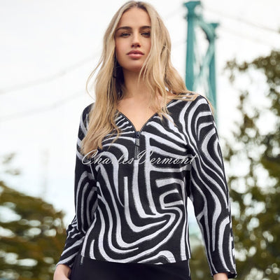 Frank Lyman Abstract Print Zip Top - Style 253177