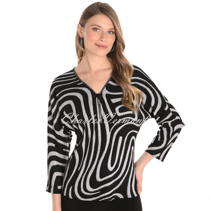 Frank Lyman Abstract Print Zip Top - Style 253177