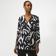 Joseph Ribkoff Abstract Print Diamante Zip Tunic Top - Style 253224