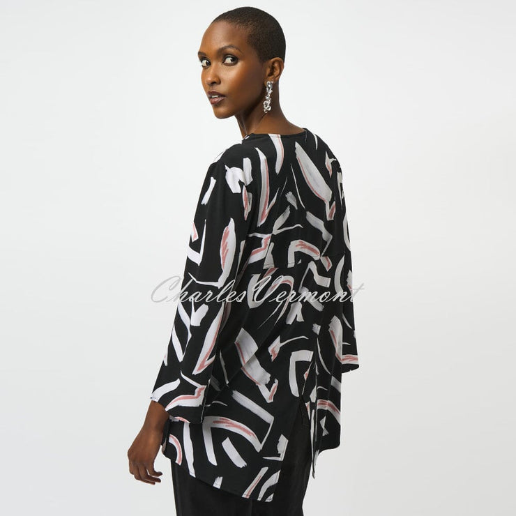 Joseph Ribkoff Abstract Print Diamante Zip Tunic Top - Style 253224