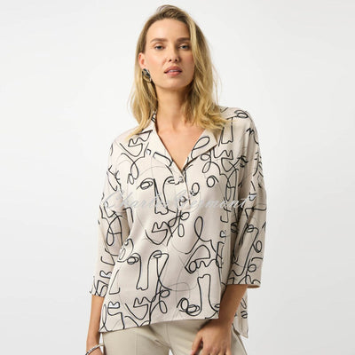 Joseph Ribkoff Face Print Top - Style 253230