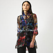 Joseph Ribkoff Organza Graffiti Inspired Newspaper Print Blouse - Style 253254
