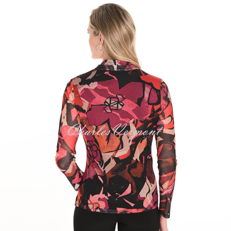 Frank Lyman Abstract Print Mesh Top - Style 253361