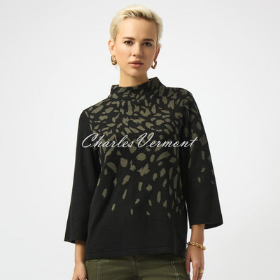 Joseph Ribkoff Animal Print Rhinestone Sweater - Style 253912