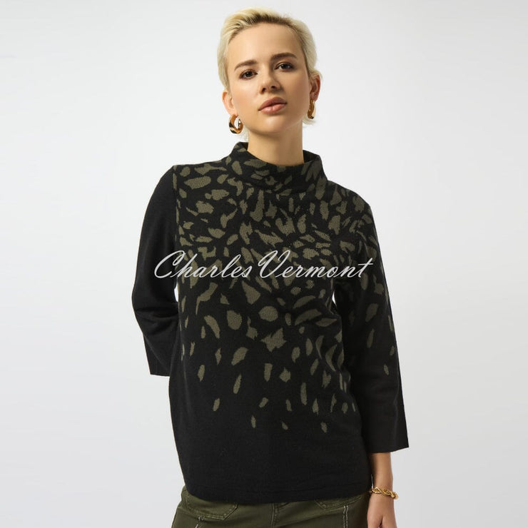 Joseph Ribkoff Animal Print Rhinestone Sweater - Style 253912