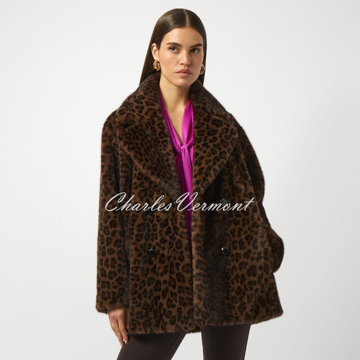 Joseph Ribkoff Faux Fur Leopard Print Coat - Style 253937
