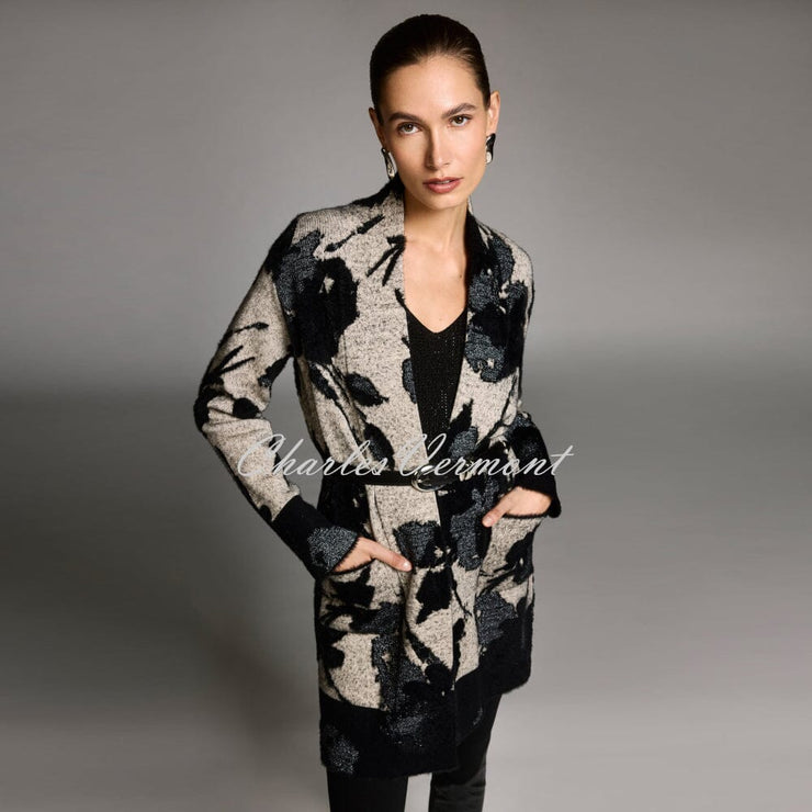 Joseph Ribkoff Jacquard Longline Knit Cardigan - Style 253956