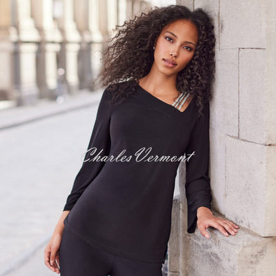 Frank Lyman Top With Asymmetric Diamante Neckline - Style 254026