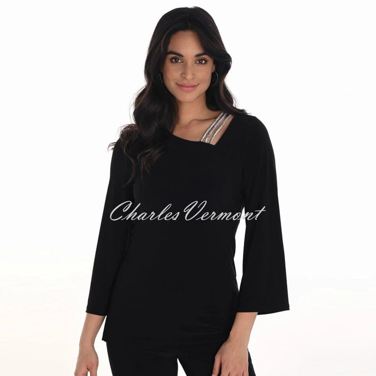 Frank Lyman Top With Asymmetric Diamante Neckline - Style 254026