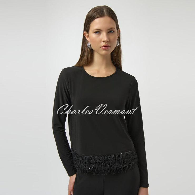 Joseph Ribkoff Top With Fringe Hem - Style 254148